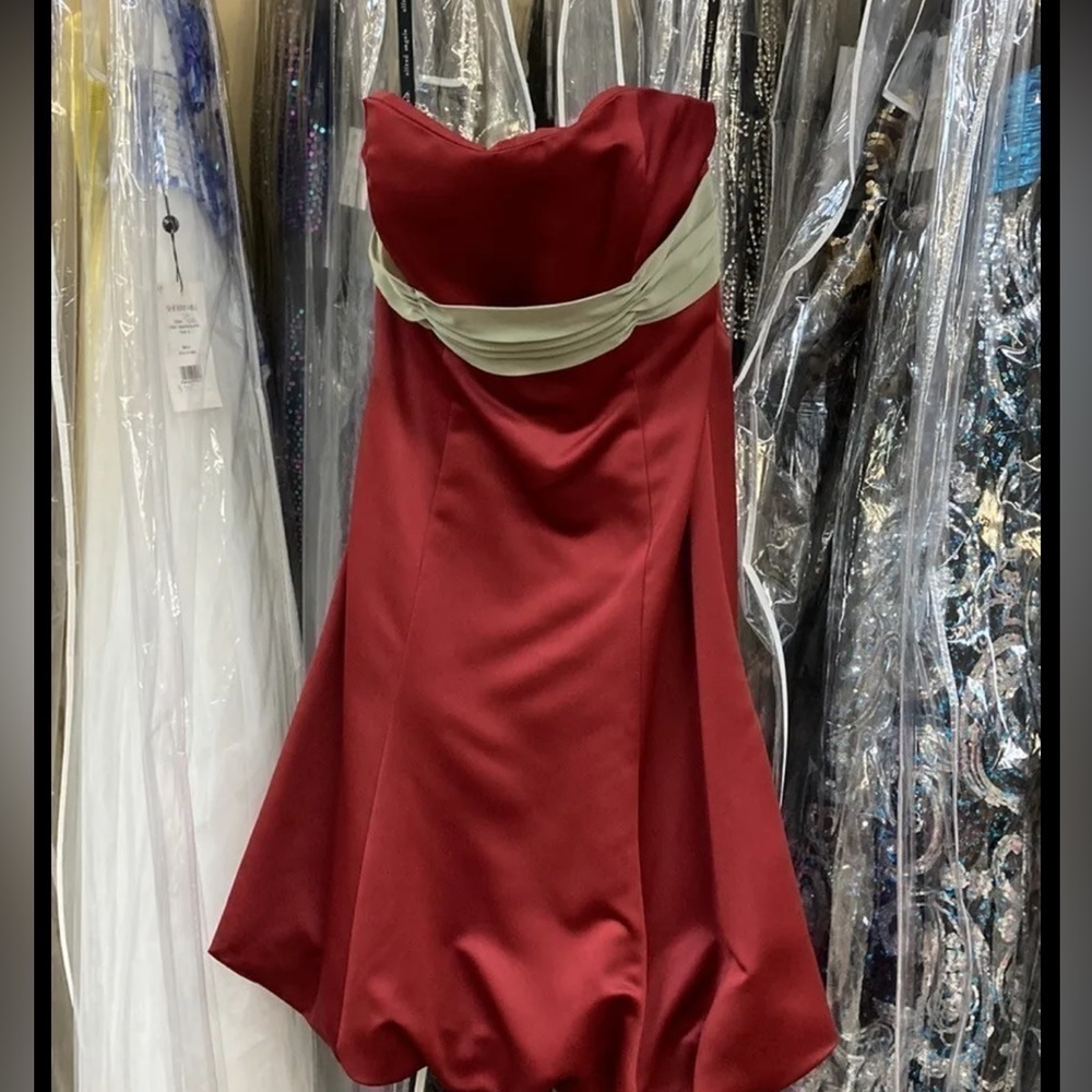 (Claret Red/Celadon) Alfred Angelo Women’s Short Formal Dress